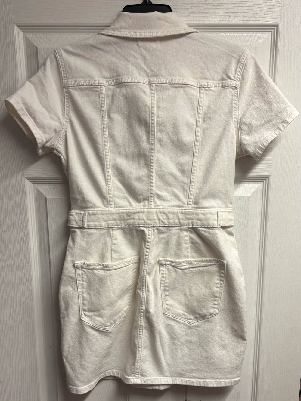 Good American Fit For Success White Denim Utility Mini Dress Size Medium - Picture 5 of 5